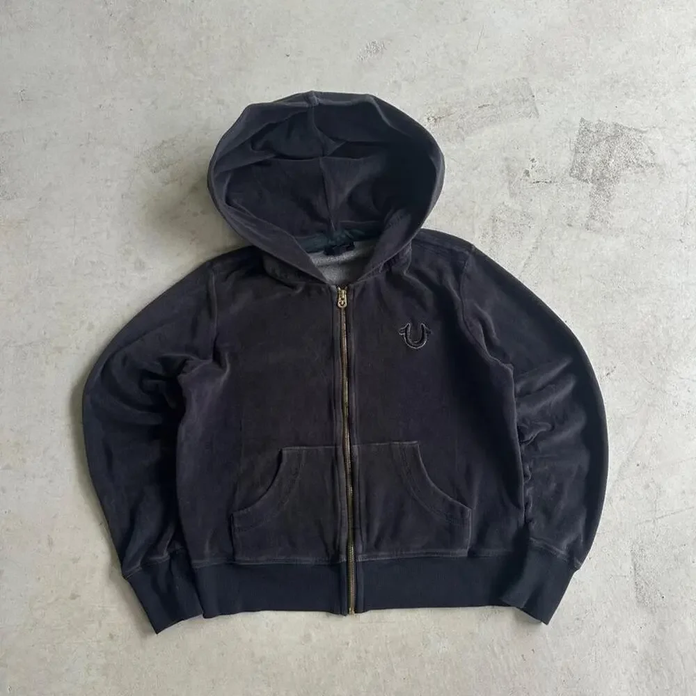 Y2K 00s Women’s True Religion Black Zip Up Hoodie